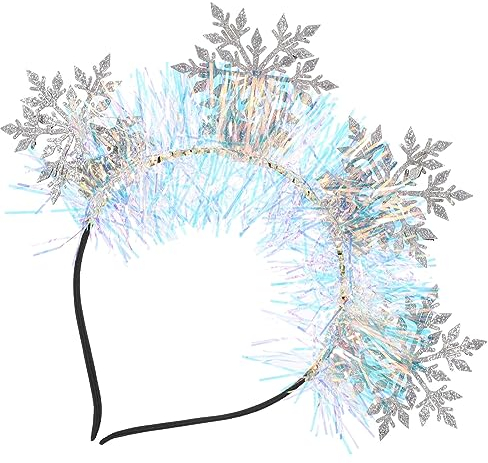 Stirnbänder Schneeflocken-Stirnband Glitzer-Lametta-Stirnband Weihnachts-Haarband Haarreifen Kopfbedeckung Zubehör Urlaub Party Gastgeschenke Für Frauen Kostüm Silber