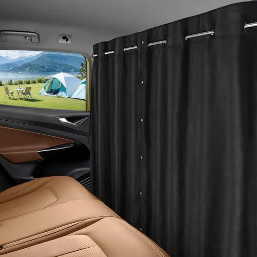 XCBYT Auto Trennvorhänge Sonnenschutz,Abnehmbarer Trennvorhang Camping Auto Vorhang Innen, Privatsphäre Schützen Auto Hinten Verdunkelung Camper Vorhang für Alle Auto Reisen, 160 * 106cm
