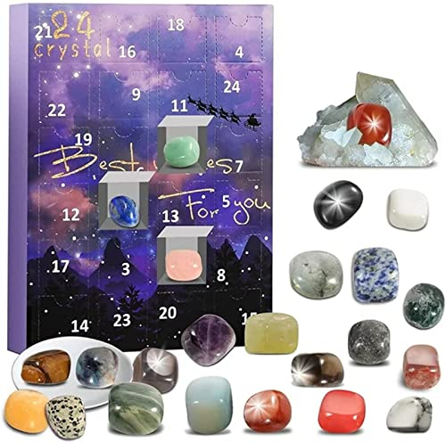 Dislsokrhov Adventskalender 2023 Kristalle:24 Tage Weihnachten Adventskalender Countdown Natürlichen Achat Mineralien Edelsteine Adventskalender für Kinder Jungen Mädchen und Geologie Enthusiasten