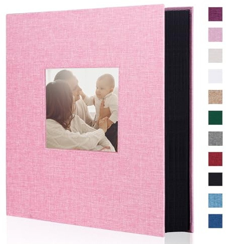 Miaikoe Fotoalbum 10x15 400 Leinen Album Slip in für Familie Hochzeitstag Album Buch Holds 400 Vertikal 10x15cm Fotos Rosa