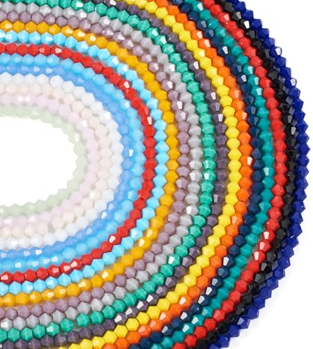 FASHEWELRY Lot de 20 fils de perles en verre imitation jade à facettes opaques pour fabrication de bracelets, colliers, bijoux, 4 à 4,5 mm