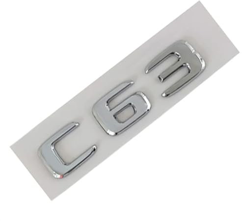 3D-ABS-Chrom-Buchstaben, Auto-Heck-Kofferraum-Abzeichen-Aufkleber, C63-C43-Emblem-Logo, kompatibel mit Mercedes C63 C43 AMG W205 W204, Autozubehör (Color : C63 Silver)