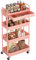 Dttwacoyh, Pratico carrello portatile a 4 livelli con cassetti, carrello portaoggetti con ripiani in plastica, adatto per uffici, cucine, lavanderia, bagno, trucco, rosa