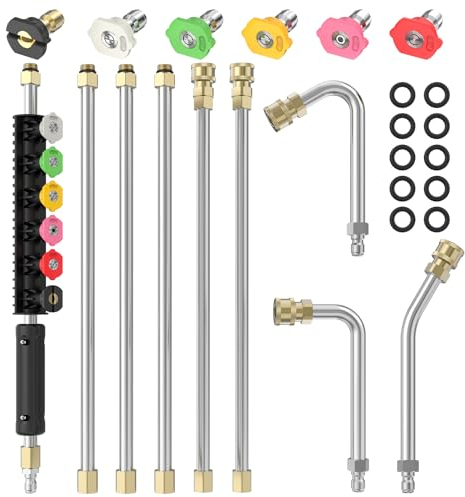 Sealegend 8FT Gutter Cleaning Tools Pressure Washer Extension Wand Upgrade Pressure Washer Accessories with 6 Spray Nozzle Tips, 3 Gutter Cleaner Attachment Curved Rod, 1/4 Quick Connect, 4000 PSI