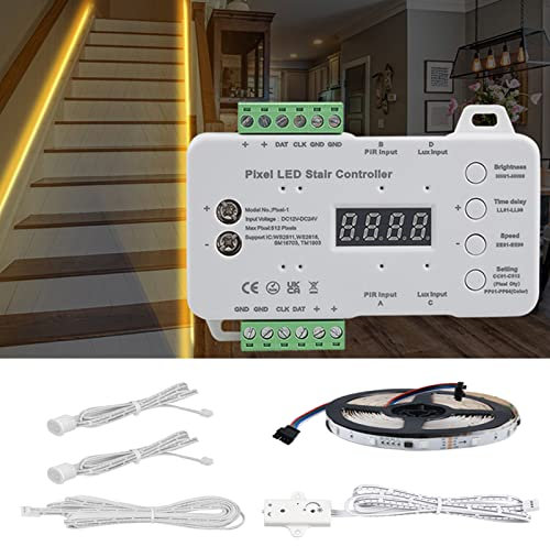 RGB LED-Treppenstufenbeleuchtung PIR Bewegungsmelder Treppenlicht-Controller & 5M LED-Streifen (1 Stück Controller + 5M LED-Streifen)