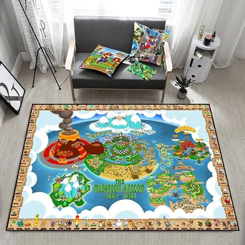 MUICIN Kinder Schlafzimmer Teppich Indoor Mario Anime Bodenmatte Kinderzimmer rutschfeste Cartoon Prinzessin Teppich rutschfeste Matte.,140 * 200cm