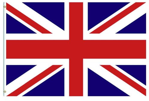 Grande bandiera Union Jack, 1,5 x 0,9 m, bandiera britannica Gran Bretagna, bandiera del Regno Unito, grande bandiera nazionale inglese con occhielli per decorazioni per 80° anniversario, decorazioni