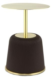 Qiyano Moderner Beistelltisch Sela Braun - Metall, Rund, Couchtisch, Kaffeetisch, Wohnzimmer, Schlafzimmer, Lounge, Einrichtung, Kleiner Tisch, Stil