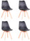 DEYARNA HOME Lot de 4 Chaises de Salle à Manger Modernes, Chaises Rembourrées Confortables pour la Salle à Manger, Chaises de Cuisine Scandinaves avec Pieds en Bois de Hêtre (Noir)