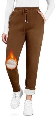 Kfnire Pantaloni Tuta Donna Invernali in ​​Pile a Vita Alta Pantaloni Termici Donna Joggers con Tasche e Coulisse