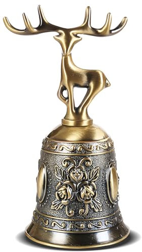 Campanello a Mano Natale Cervo,Campanello da Tavolo Natale,campanello cucina ristorante Natale per Scuola,Cena di Ricevimento Servizio Alberghiero Preghiera di Meditazione,Cena di Natale,colore bronzo
