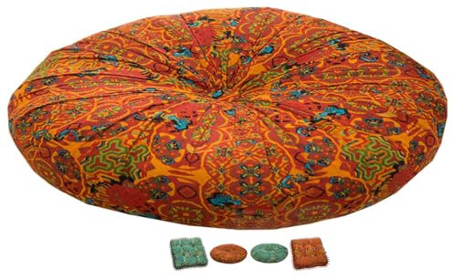 Sitzkissen garten bunt, sesselauflage outdoor, sitzerhöhung stuhl, stuhlkissen rund 55 cm, bodenkissen boho, sitzkissen sessel senioren für stuhlerhöhung erwachsene auto gartenstuhl(Orange,55x55 x8cm