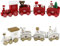 2 Stück Weihnachten Zug Deko Mini Weihnachtszug,Holz-Eisenbahn Weihnachtsdeko,Mini Holz Weihnachtszug,Weihnachtsbaum Ornamente für Weihnachtsdekoration Party Tisch Dekoration Kinder Geschenk(Rot,Weiß)