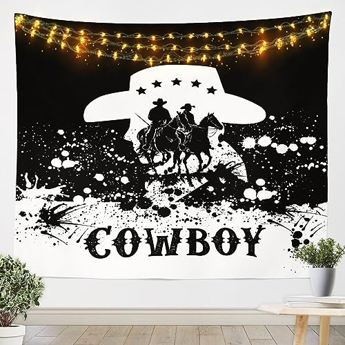 Wandteppich Western Cowboy Reiten Tiere Hüte Stiefel Druck Wandtuch Weiches Wandteppiche Waschbar Tapestry Für Zimmer Schlafzimmer Wohnheim 130x152cm