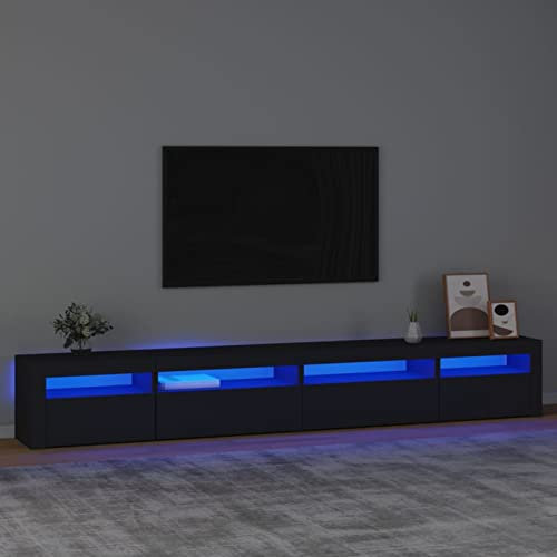IKAYAA Mobile Porta TV con LED 270 cm Mobile TV 270 Armadio Moderno per TV Supporto TV per Soggiorno o Salotto-Nero-270 x 35 x 40 cm