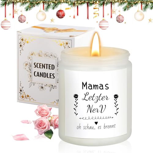 Belillpipi Mama Geschenke für Weihnachten, Geburtstag Geschenke für Mama, Muttertagsgeschenk Geburtstagsgeschenk für Mama, Stumpenkerzen Mit Spruch für Den Beste Mama, Rosenduft