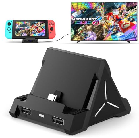 ID CHINSION Base para Nintendo Switch & Switch OLED, estación de Acoplamiento portátil de Repuesto para TV con HDMI 4K, Tipo C y Puerto USB para Nintendo Switch Oficial