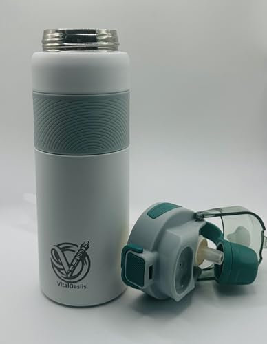 VitalOasiis Gourde Isotherme 800ml, Acier Inoxydable, Sans BPA, Étanche, Anti-fuite, Isolation Double paroi, Bouteille d'eau réutilisable pour Voyage/Sport/Bureau/école/Randonnée. (creme-M)