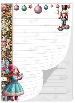 Buntes Briefpapier Schreibblock Briefbögen Notizblock mit Linien Weihnachten Winter Weihnachtsstiefel Wichtelgeschenk für Kinder Jungen Mädchen Schule (1 Block A5 mit 25 Blättern)