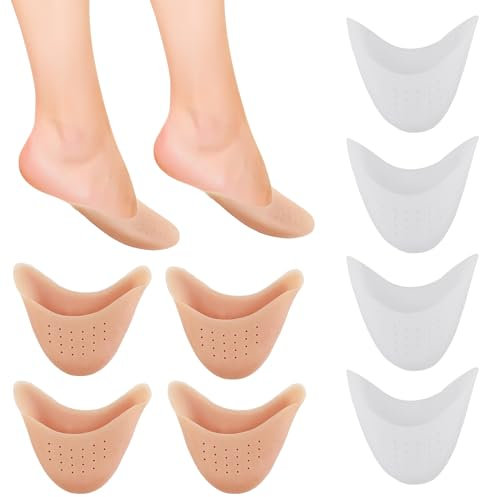 4 Pairs Ballet Toe Pads for Pointe Shoes, Soft Silicone Gel Toe Protectors Covers with Holes for Breathable, Toe Caps Metatarsal Pads with Forefoot Cushion, Ballet Shoe High Heel Shoe Half Pads