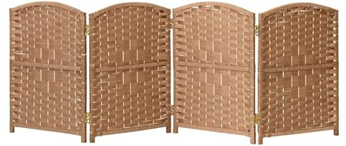 Lot de 5 paravents pliables à 5 panneaux en rotin naturel pour chambre à coucher - 60 x 30 cm