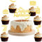 ALEGRE Tortendeko Ruhestand Cake Topper,8 Stück Endlich Ruhestand Kuchen Deko Gold,Glitzer Rente Deko Torten,Ruhestand Cupcake Topper,Papier Ruhestand Deko Kuchen Rentnerin 2025 für Frauen Männer