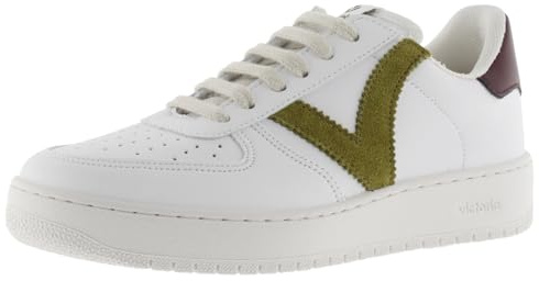 victoria Sneaker Unisex Madrid Lederoptik & Kontrast-FarbigeEinsätzen & Perforierte Zehenkappe 1258201 für Erwachsene Oliva 39