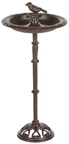Stehende Garten Vogeltränke rund mit Standfuß Metall braun 50 cm modern Swallow