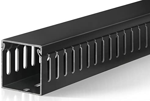 ZhiYo 2 x 2in Professional Server Rack Cable Management Raceway, 99in (6X L16.5in) Cable Raceway Kit, Electrically Safe PVC Open Slot Wire Raceway for Under Desk/Computer/Network Cords, Black