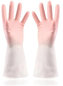 RPXHZLKTM Reinigungshandschuhe Gummihandschuhe Wiederverwendbare Reinigungshandschuhe aus Latex und geprägte Handflächen Haushaltshandschuhe(Pink,S)