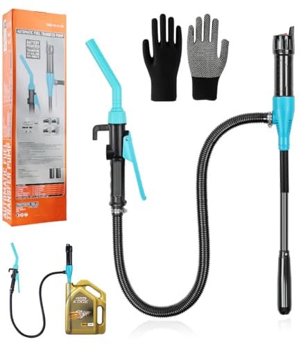 Pompa a benzina elettrica a batteria,Pompa di Trasferimento Portatile,Pompa di Trasferimento del Carburante,con Ugello di Controllo di Flusso,tanica, pompa di aspirazione automatica per benzina(blu)