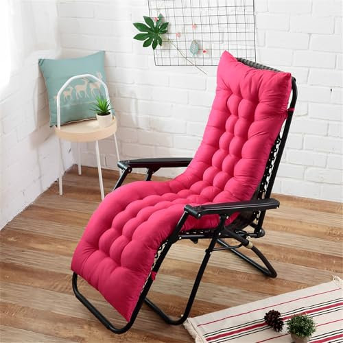 DOTBUY-SHOP Coussin Chaise Longue Monochrome, Coussins pour Bains de Soleil avec Sangles, Coussin Bain de Soleil Confortable et Doux, Matelas Transat pour Jardin, Terrasse (Rose,180x48cm)