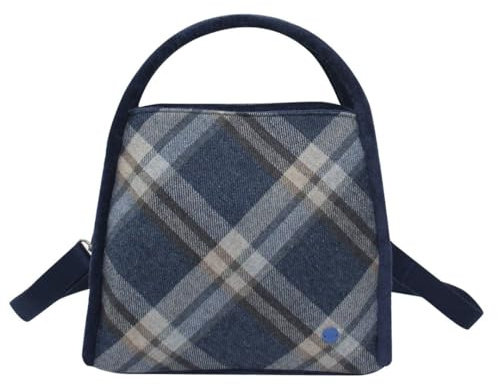 Earth Squared Tweed Tartan Margot Bag – Multiway Grab, Shoulder & Crossbody Handbag – Strong Zip Fittings, 2 Zipped Compartments – Recycled Wool Blend Fabric – 26 × 25 × 11 cm
