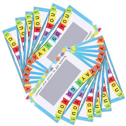 BCOATH 100 Stück Teiliges DIY Kratzkarten mit Aufklebern Dickes Papier Cartoon Muster Kreative Party Glückwunschkarten für Geburtstagsfeiern Kindergarten und Geschenkideen