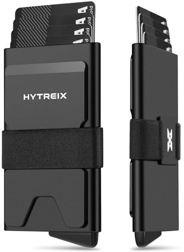HYTREIX Minimalistische Geldbörse für Damen und Herren, schlanker, RFID-blockierender Kartenhalter mit Geldklammer, einfacher Zugriff auf Karten und Bargeld, leichtes und langlebiges Design, (Black)
