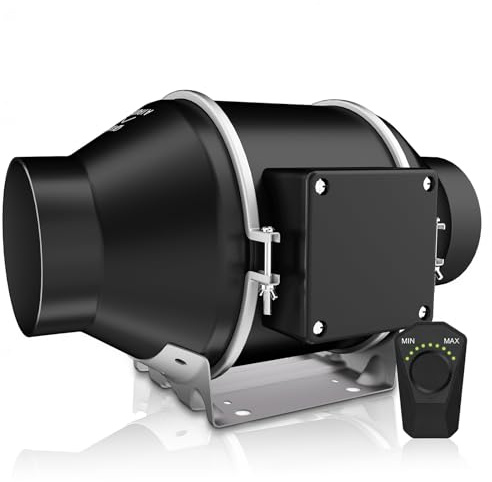 KAVUNION Rohrventilator 150mm, 50 W EC-Motor 2500 U/min 350 m³/h Rohrlüfter 150mm mit Fernbedienung nur 29 dB leise, Abluftventilator Für Belüftung und Abluftsysteme ideal für Hydroponik Grow Zelte