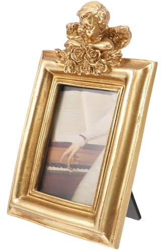 TOPPERFUN Bilderrahmen mit Feiner Verarbeitung Goldener Kleiner aus Kunstharz und Langfristige Nutzung für Desktop Dekoration als Kleiner Tisch Bilderrahmen
