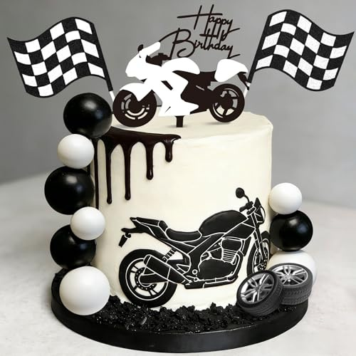 Motorrad Kuchendekoration Silber Motorrad Tortendekoration Motorradfahrer | Motorrad Kuchendekoration Silber Motorrad Tortendekoration Motorradfahrer Geburtstag für Dirtbike Dekoration