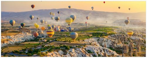 Wallario Küchenrückwand selbstklebend 115 x 50 cm, Motiv: Heißluftballons über Felsenlandschaft | Spritzschutz abwischbar & pflegeleicht