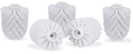Relaxdays WC Bürstenkopf im 5er Set, lose Toilettenbürsten 9,5 mm Gewinde, Ersatzbürstenkopf Durchmesser 7 cm, weiß