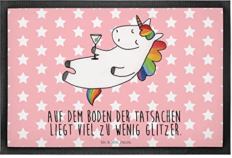 Mr. & Mrs. Panda 40 x 60 cm Fußmatte Einhorn Cocktail - Geschenk, Schmutzfänger, Haustürmatte, Spruch, Unicorn, Caipirinha, Schmutzfangmatte, Einhorn
