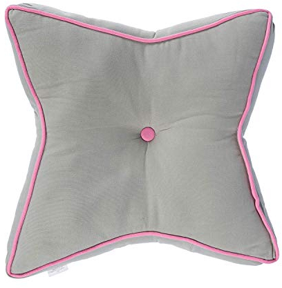 Homescapes Bodenkissen Stern 100% Baumwolle mit Polyester Füllung rosa und grau