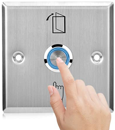 Sonew Botón de empuje de la puerta de acero inoxidable, botón de liberación del de control de acceso interruptor de apertura de la puerta con indicador luminoso