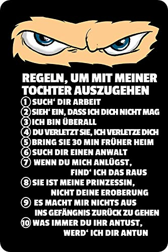 Blechschild 20x30cm gewölbt Regeln um mit meiner Tochter aus zu gehen Schild