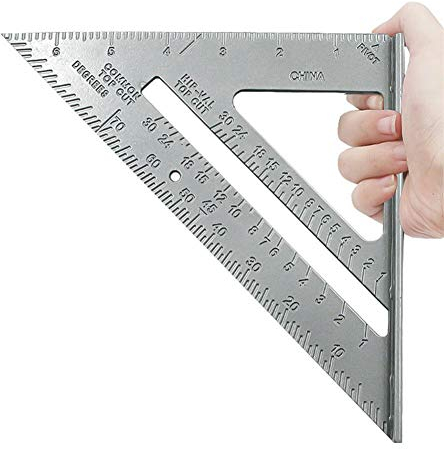 Quadratisch, Messwinkel, dreieckig, Aluminiumlegierung, Dachquadrat, 17,8 cm, Sparren-Winkel, Winkelmesser, Gehrungsrahmen, Messwerkzeug für Tischler, Messwerkzeug