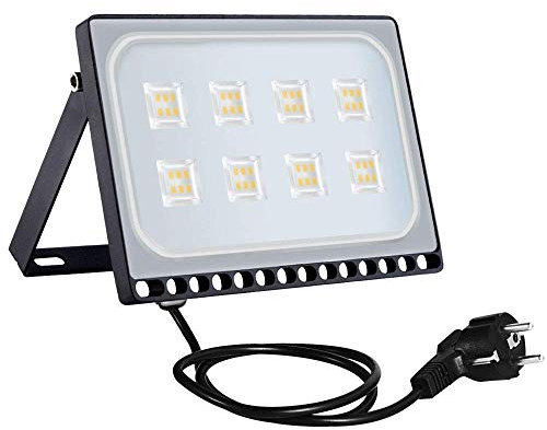 Sararoom LED Strahler Außen 50W LED Fluter 3000K Warmweiß LED Flutlicht mit 48 Leds - 4000LM IP65 Wasserdicht LED Scheinwerfer Außenstrahler Wandleuchte Lampe für Garten Hof Garage Sportplatz