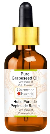 Greenwood Essential naturlig ren druvfröolja (Vitis vinifera) med glasdroppare kallpressad 15 ml (0,50 oz)