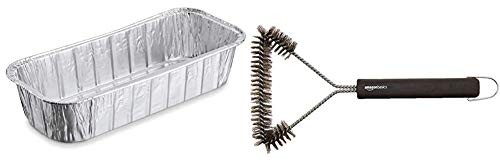 Weber 6498 Alu-Tropfschalen 13x28x6,3 cm, 10 Stück, Einwegschalen, Fettauffangschalen & Amazon Basics - Grillbürste, dreieckig, 30,5 cm