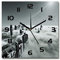 Tulup Glasuhr - 30x30cm - Schwarze Zeigern - Wanduhr Wandkunst Bild Gehärtetem Glas Uhr Echtglas Küche Wohnzimmer - Nebel über Dubai