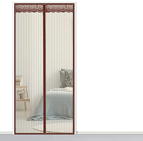 AMZERO Fliegengitter Tür Magnet, 140x190cm Insektenschutz Magnetvorhang Ohne Bohren Frei Magnetisch für Balkontür Terrassentür Wohnzimmer, Brown